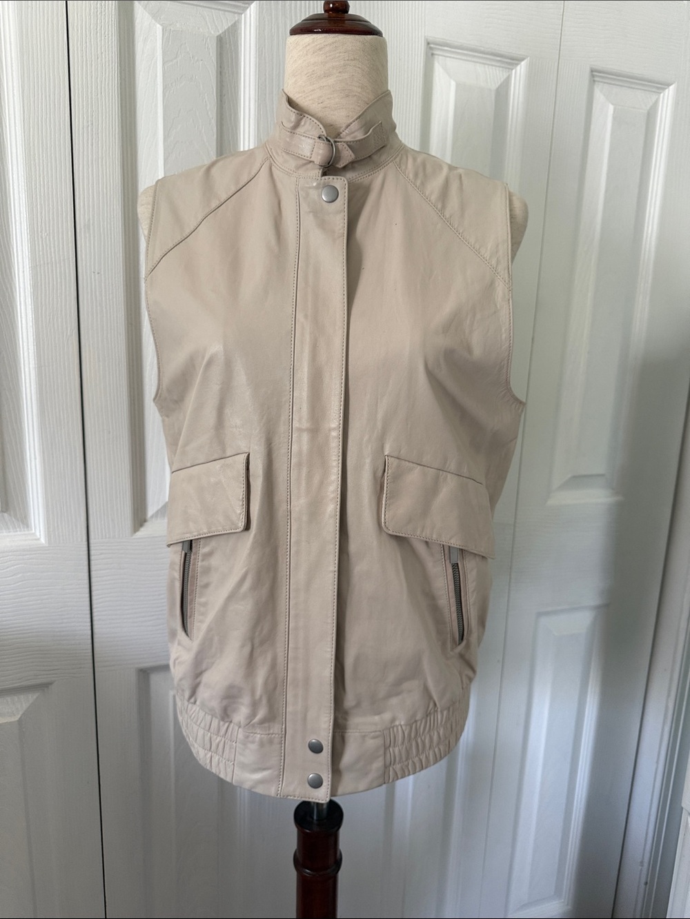 Club Monaco Cream Lamb Leather Eden Vest Sz S